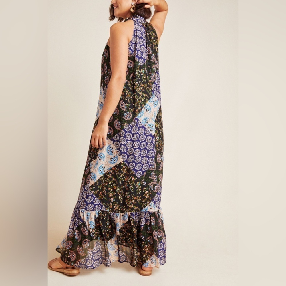 Anthropologie Maeve Katrina Patchwork Halter Maxi Dress Size Extra Small - Picture 2 of 16